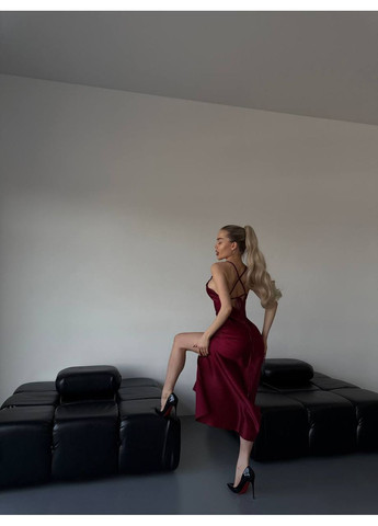 Вишнева святковий сукня жіноча No Brand однотонна