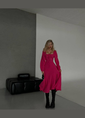 Розовое женское платье из муслина цвет малина р.46/48 452643 New Trend