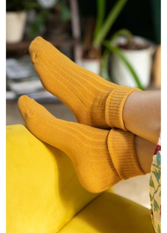 Жёлтые носки женские теплые в рубчик из шерсти 093 wool Steven (349500113)