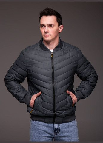 Серая демисезонная весенняя куртка-бомбер с утеплением Vakko