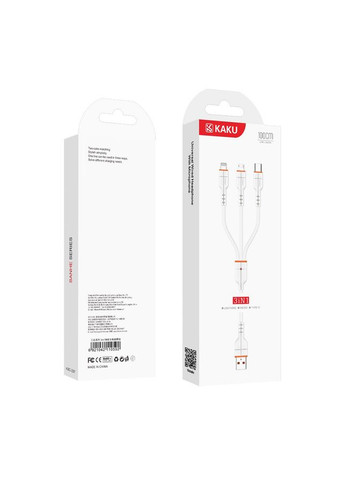 USB кабель KSC237 3-in-1 Type-C / MicroUSB / Lightning 1m - White Kaku (280898802)