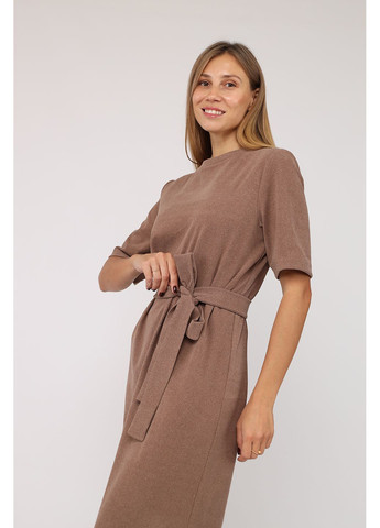 Коричневое платье свободного кроя женское цвет коричневый цб-00282904 Yuki