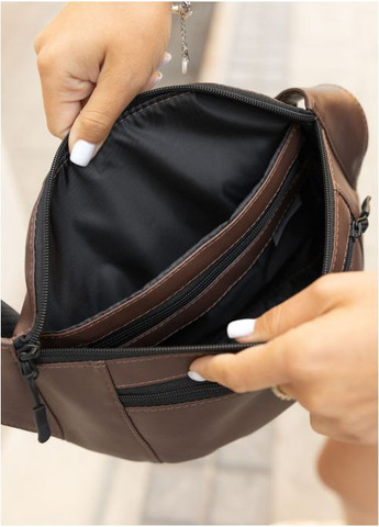 Женская поясная сумка бананка из экокожи Шоколадная (2907038617) Sambag (366036773)