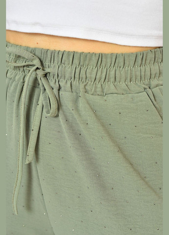 Штани жіночі зеленого кольору зі стразами Let's Shop (326488119)