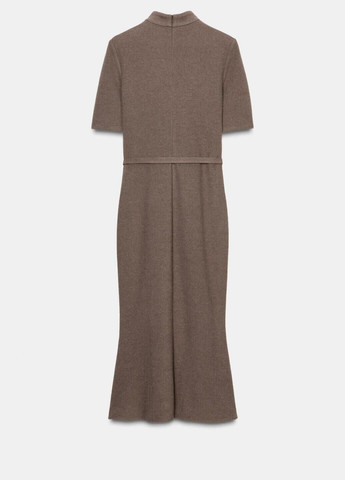 Коричневое платье Zara однотонное