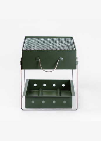 Гриль мангал барбекю двойной на ніжках TS Kitchen 51.5×23×25 см мангал з решіткою складаний гриль Зелений No Brand HP461GR (299239334)