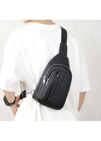 Чоловічий шкіряний слінг на одне плече 18х32х7, сумка крос боді A25F-3204-1A чорна Tiding Bag (370159505)