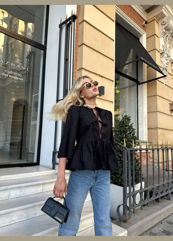 Черная классическая, повседневный, кэжуал рубашка однотонная No Brand