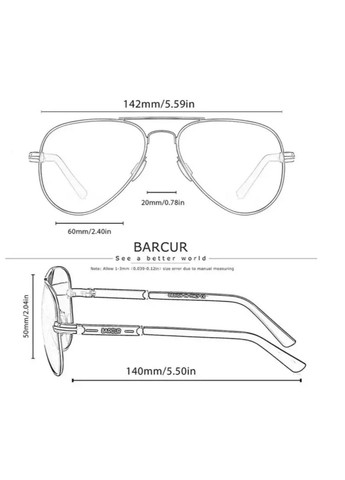 Солнцезащитные очки мужские авиаторы поляризационные UV400 алюминиевая оправа черные линзы серые с чехлом Barcur No Brand (364859660)