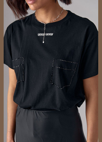 Черная всесезон женская футболка No Brand