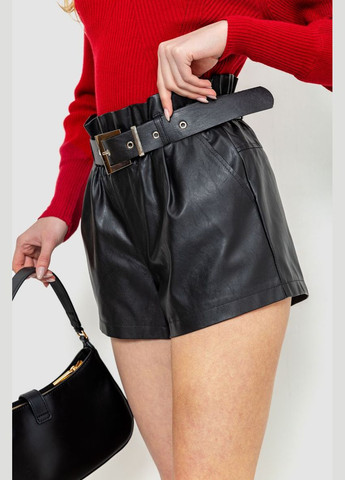 Шорты женские из экокожи с ремнем, цвет черный, Ager (288751987)