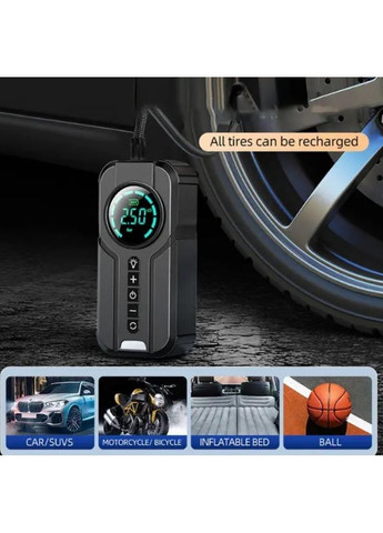 Портативний пуско-зарядний пристрій Buvaye 4-в-1 з компресором, павербанком та LED-ліхтарем 8400 мАг (2104618900) No Brand (372466628)