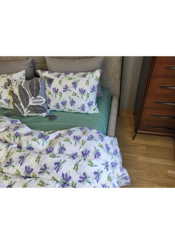 Постільна білизна Ніжність лаванди зелений DUO, ранфорс гофра (жатка) Сімейний розмір, наволочки 50/70 No Brand (364220845)