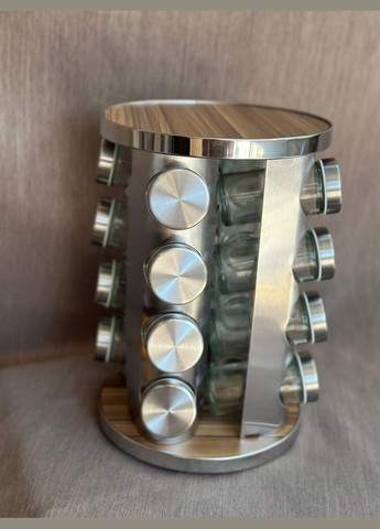 Органайзер набір для спецій на підставці, що обертається, EB-18004 16 ємностей для зберігання спецій Сірий Edenberg (301426122)