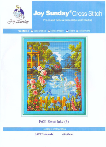 Набор для вышивания по нанесённой на канву схеме "Swan lake 3". AIDA 14CT printed, 48*60 см Joy Sunday (313614602)