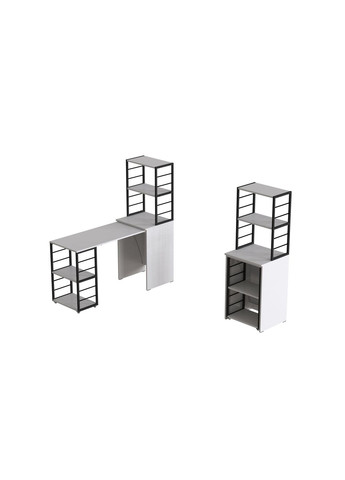 Стіл-тумба трансформер Смарт 3/2 з етажеркою 1430x1450x600 Чорний метал ДСП Біле 16 мм (FRD-105116) Ferrum-decor (361944306)