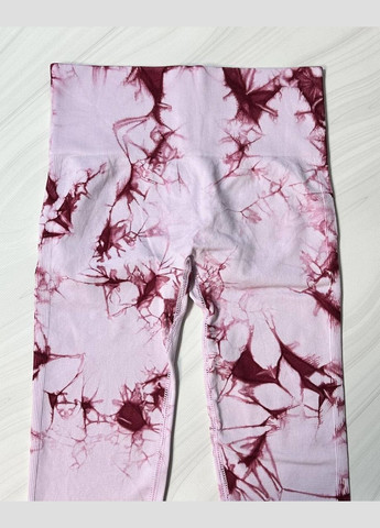 Светло-розовые женские спортивные леггинсы (лосины) тай-дай для фитнеса и йоги No Brand