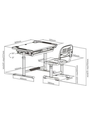 Парта со стулом ( KIDS FURNITURE) Cubby Lupin Grey (370018303)
