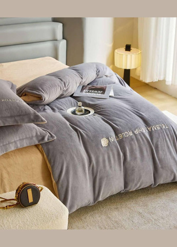 Плюшевый комплект постельного белья Евро 200х230 наволочка 70х70 2шт (П4К-vik-vishivka-005) No Brand (316531983)