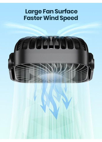 Портативний USB вентилятор К52 з обертанням на 360 градусів 3 режими швидкості TOPK (367926096)