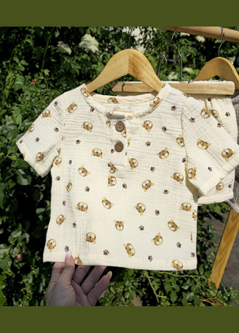 Бежевый летний костюм комплект муслин No Brand