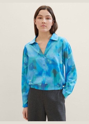 Голубой кэжуал рубашка с абстрактным узором Tom Tailor