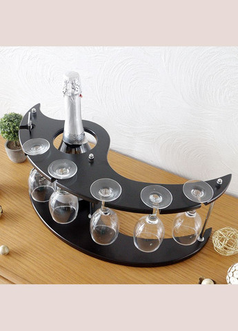 Підставка для пляшки на 5 келихів зі штопором дерев'яна (SS09185) Гранд Презент (301221701)