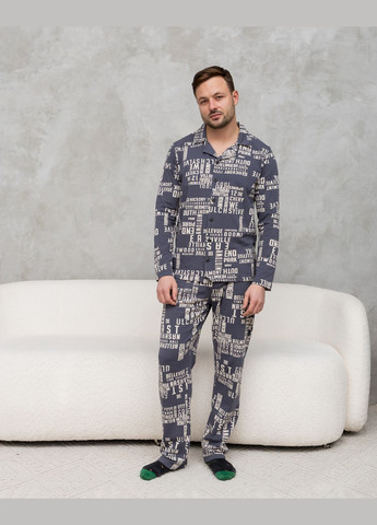 Темно-серая мужская пижама на пуговицах Tom John
