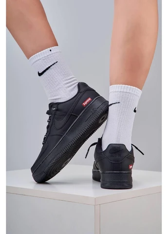 Черные летние кроссовки nike air force 1 supreme black найк аир форс 1 No Brand