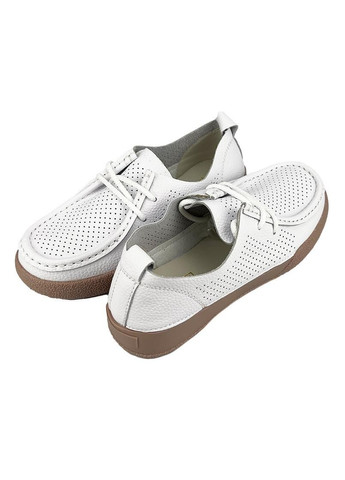 Белые мокасини женские перфорированная кожа белые 7035-2 Kadisailun