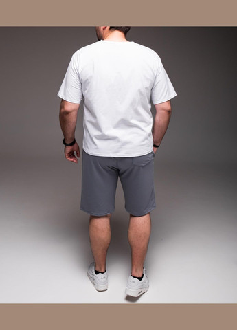Серый летний костюм мужской футболка + шорты большой размер с шортами No Brand