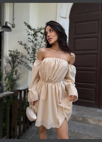 Бежевое кэжуал платье N.Family однотонное