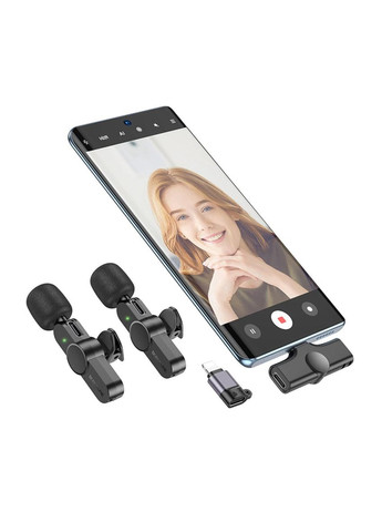 Микрофонпетличка BFK12 Trophy lavalier беспроводной цифровой микрофон(iP/Type-C) Black Borofone (316699560)
