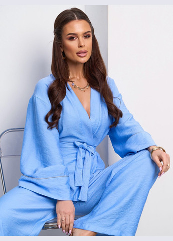 Лляний костюм-кімоно з блузою на запах No Brand (327242811)