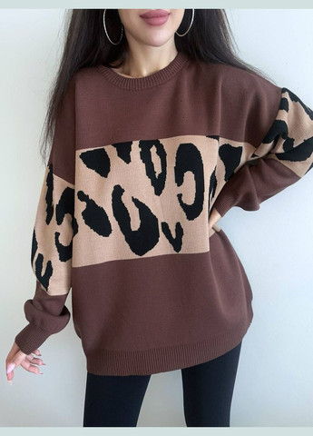 Коричневый демисезонный стильный оверсайз свитер Vakko