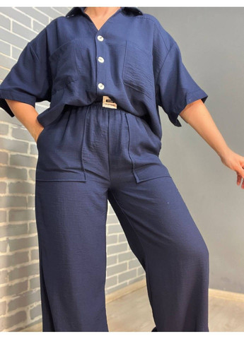 Костюм жіночий 4157 сорочка оверсайз брюки з розрізами побоках рівні від стегна MIX RAY (304291654)