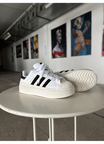 Чорні Осінні кросівки чоловічі adidas superstar bonega black white адідас суперстар No Brand