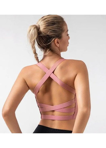 Топ Jill, Спортивний топ в рубчик з чашечками пушап та декоративною спиною,Привабливий жіночій літній топ No Brand Топ Jill рожевий (354331172)