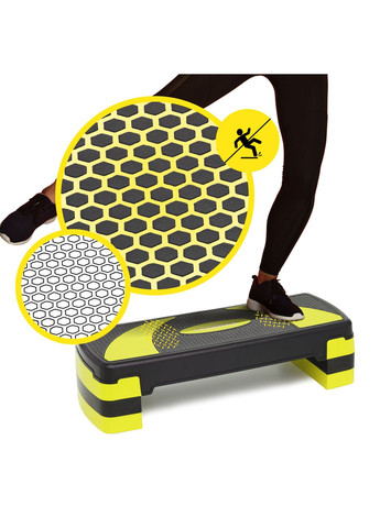 Степ-платформа 3-ступінчаста 78 х 29 х 10-20 см XR-0187 Black/Yellow Cornix (357133015)