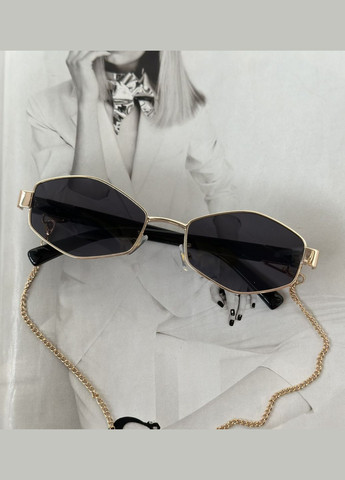 Женские многоугольные очки Серый в золоте с цепочкой No Brand (287326792)