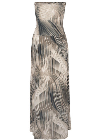 Бежевое повседневный платье Lascana с абстрактным узором