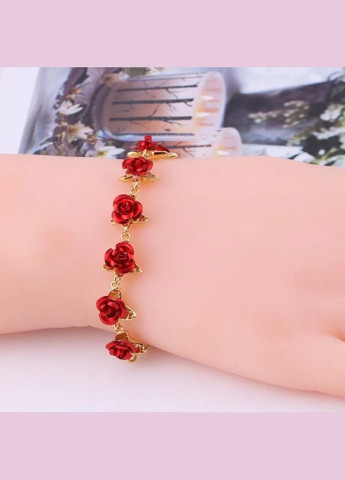Браслет женский Liresmina Jewelry золотистый красные розы Fashion Jewelry (285766192)