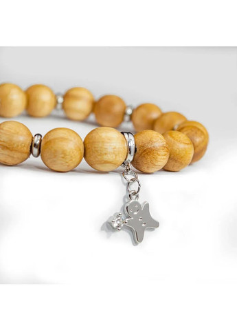 Браслет новорічний з натурального Ясена з шармом "Зірочка" посріблений на зап’ястя 19 см Treelure (372157911)