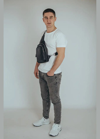 Чоловічий шкіряний слінг чорного кольору на плече з двома основними відділеннями Tiding Bag (298568575)