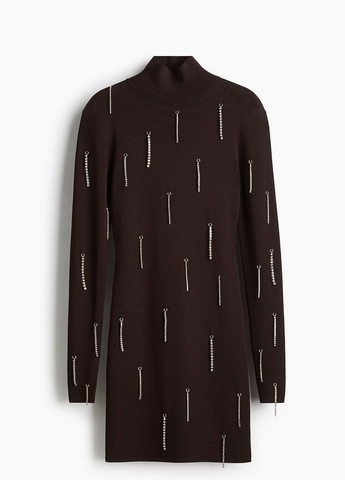 Темно-коричневое праздничный платье H&M однотонное