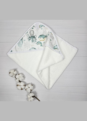 Рушник куточок a.l.babybox Морські мешканці 80х80 Білий No Brand морська тематика білий