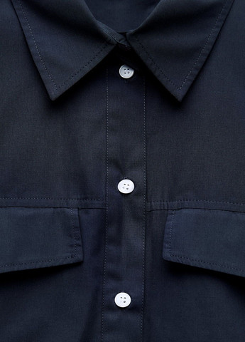 Темно-синяя повседневный рубашка однотонная Zara