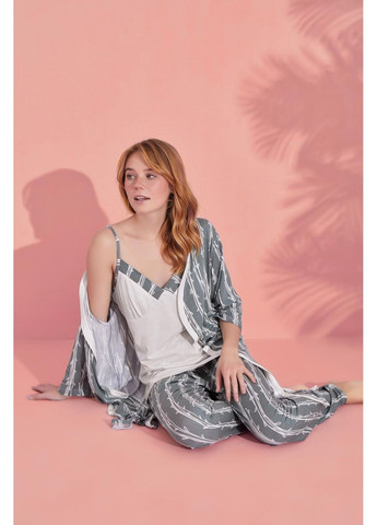 Графитовая всесезон женский комплект 3-ка "bamboo serenity" майка + брюки Leyla