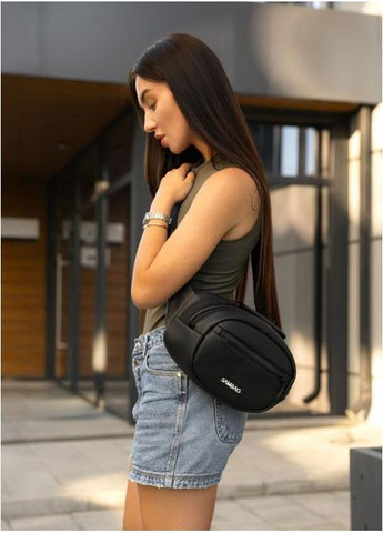 Сумка крос-боді через плече з екошкіри жіноча для документів та для телефону середня Чорний 40358 Sambag (361970286)