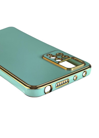 Чохол для Redmi Note 11 Pro 4G глянсовий із золотою окантовкою із захистом камери на сяомі редмі нот 11 про бірюзовий Xiaomi (366023431)